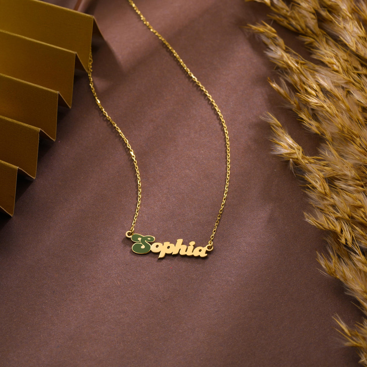 Personalized name and enamel letter necklace