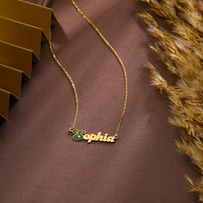 Personalized name and enamel letter necklace