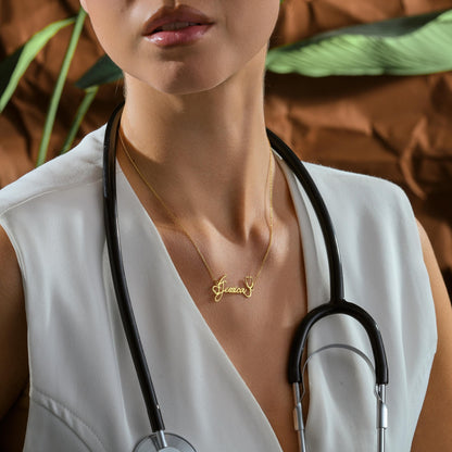 Medical name necklace in gold plated finish
