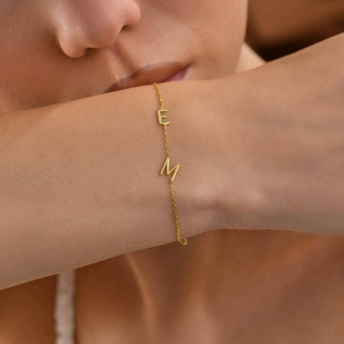 Personalized initial bracelet close view