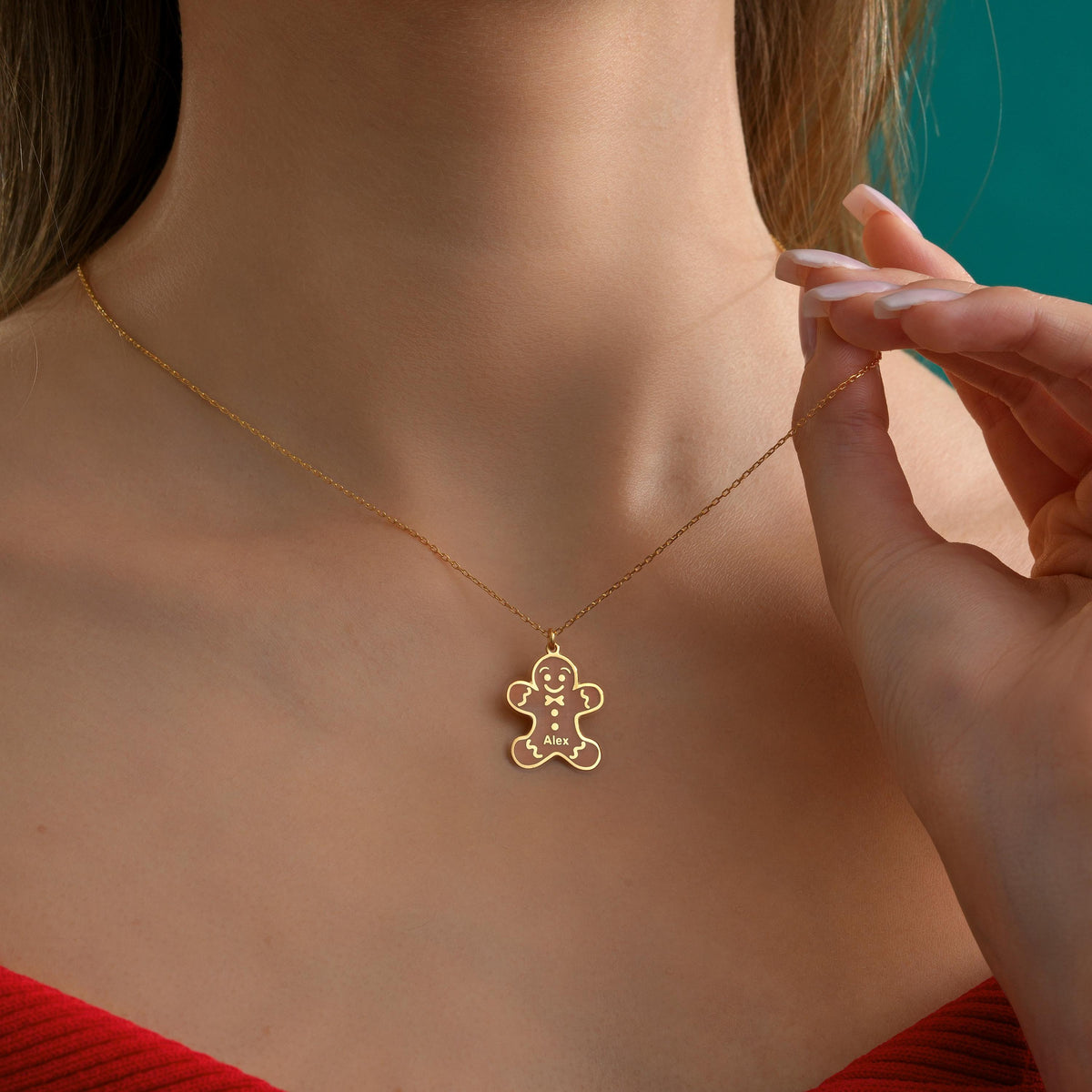 Custom Christmas cookie pendant close view