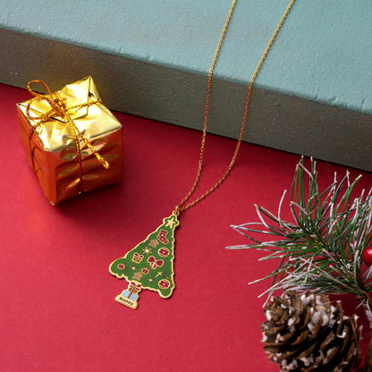 Custom name Christmas tree pendant in enamel