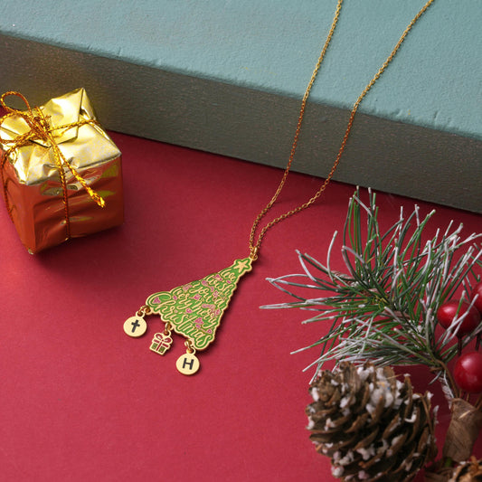 Personalized Christmas tree pendant with hanging ornament charms