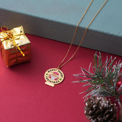 Custom Merry Christmas Santa pendant with a name border