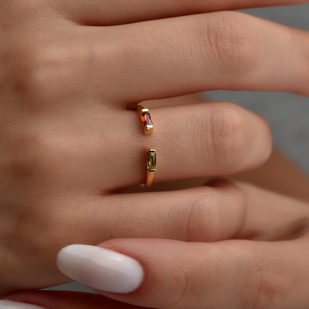 Baguette cut stones set side by side