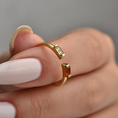 Two stone ring in sterling silver finish
