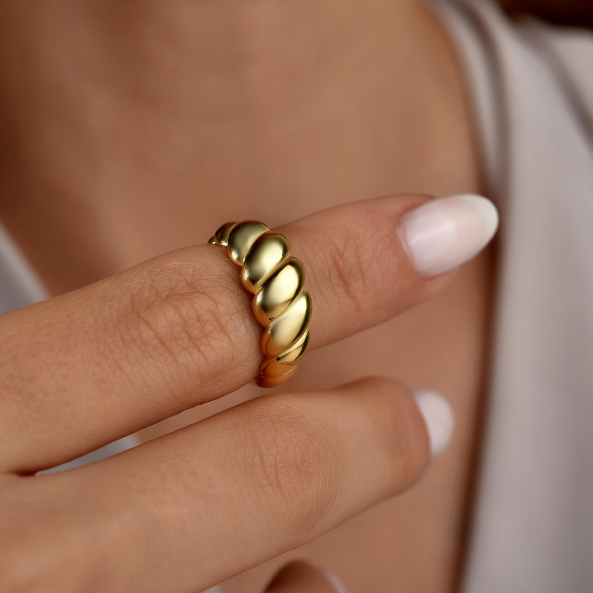 Dome ring in sterling silver finish