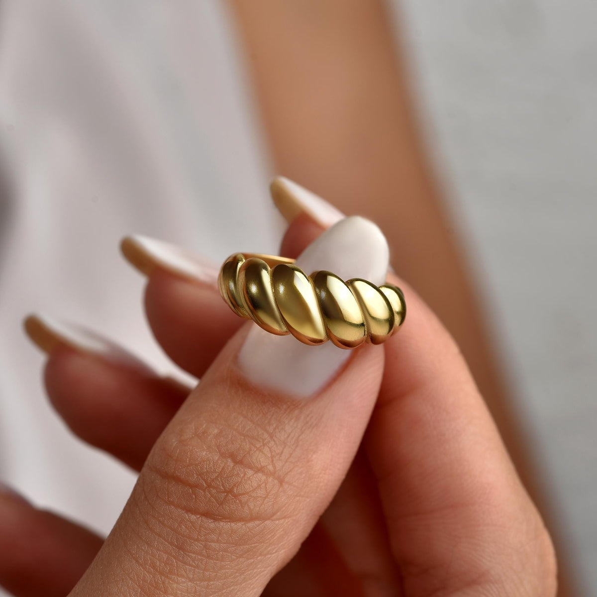 Croissant ring shown from the side