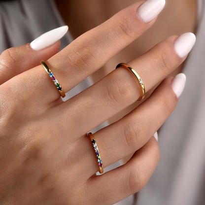 Birthstone ring worn on the hand