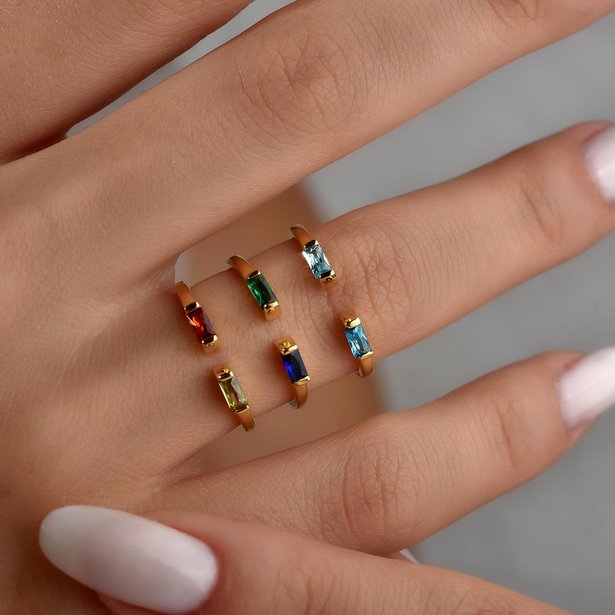 Duo baguette ring in 18K gold plated finish