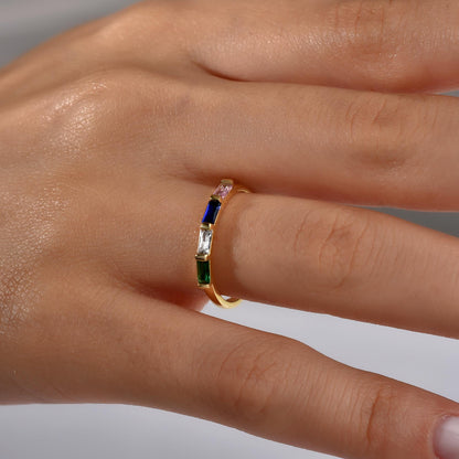 Baguette eternity ring shown in several colours