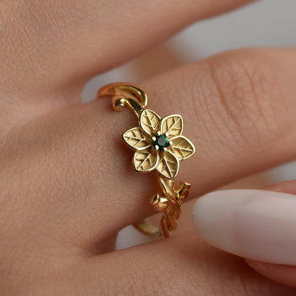 Dainty floral ring close view