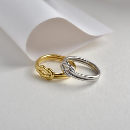 Sailor knot ring detail showing the woven band
