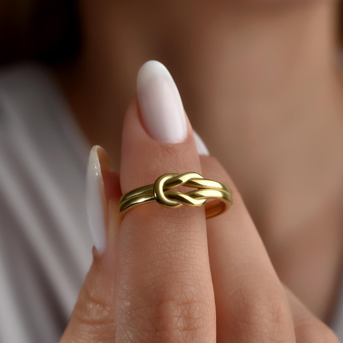 Sailor knot ring pair in two finishes