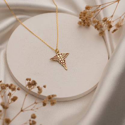 Caduceus necklace gift for doctors and nurses