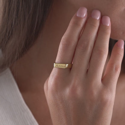 Minimalist Gold Initial Ring – Personalized Engraved Letter Ring