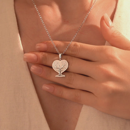 Silver Tree of Life pendant necklace with intricate branches
