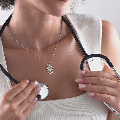 Silver Heartbeat Necklace – Heart & Stethoscope Pendant Necklace