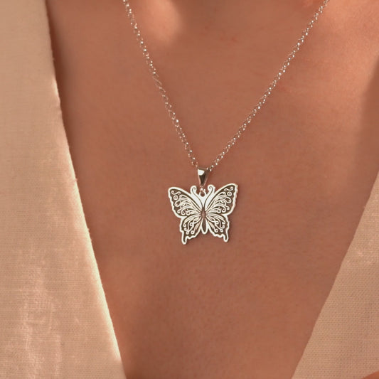 Delicate butterfly necklace with detailed pendant