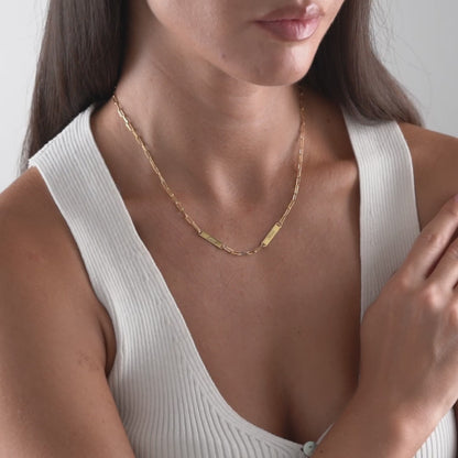 Personalized Double Name Necklace – Custom Gold Name Plate Necklace