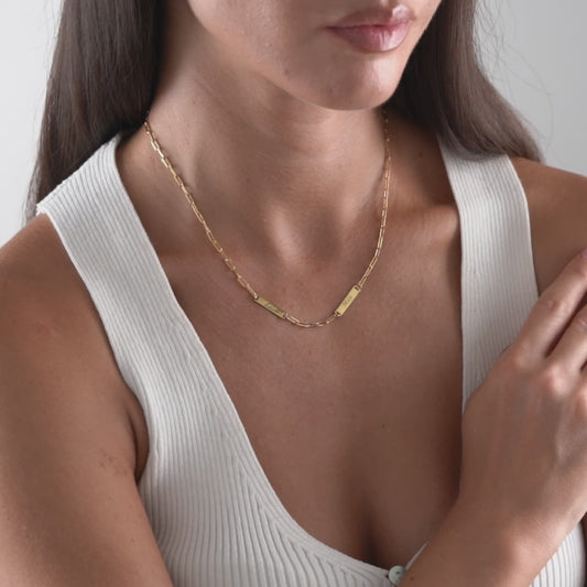 Video of personalized double bar name necklace