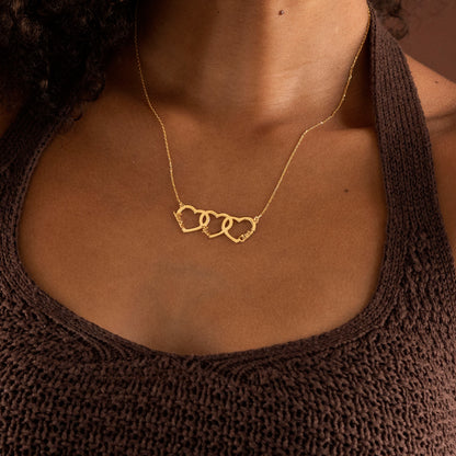 Custom three name heart necklace gift for mom